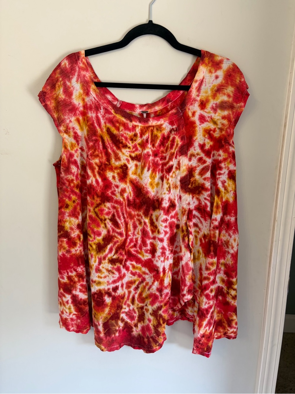 Free People Tie-Dye Cap Sleeve Top lightweight size small oversize flowy